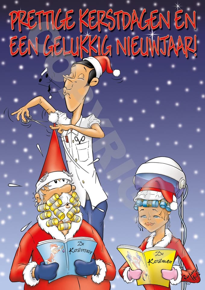 KERSTKAART Kapper - ansichtkaart - 100 stuks - Knip!