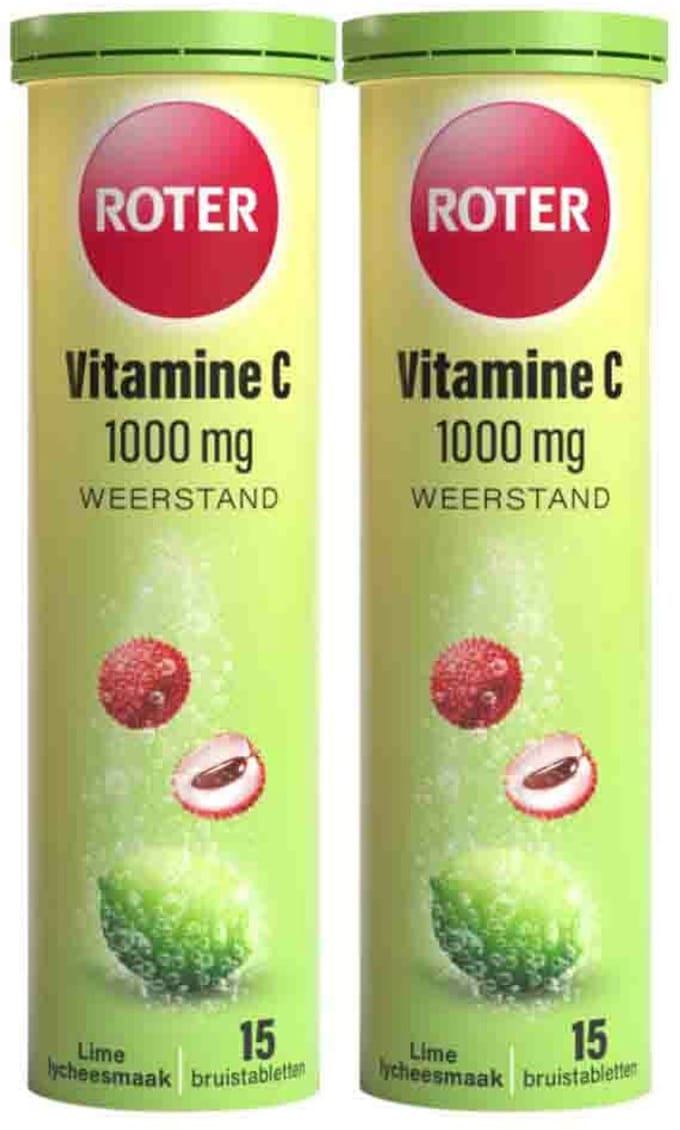 Roter - Vitamine C 1000 mg Lime- Lychee - 2 x 15 bruistabletten - Voordeelverpakking