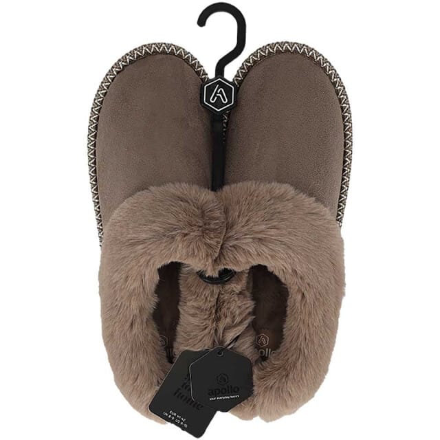 Apollo Dames Instap Pantoffels Teddy Taupe - Maat 41/42