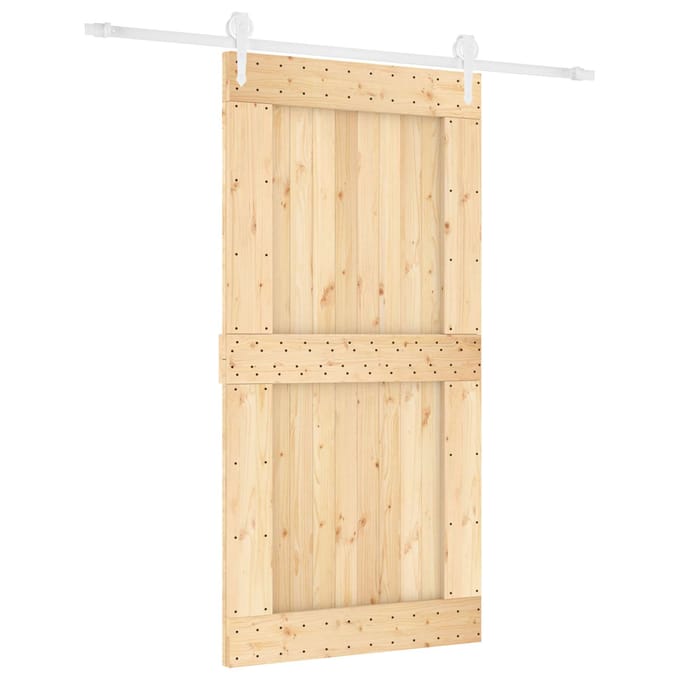 vidaXL - Schuifdeur - Natuurlijk - en - Wit - 100 - x - 210 - cm - Massief - Pine - Hout