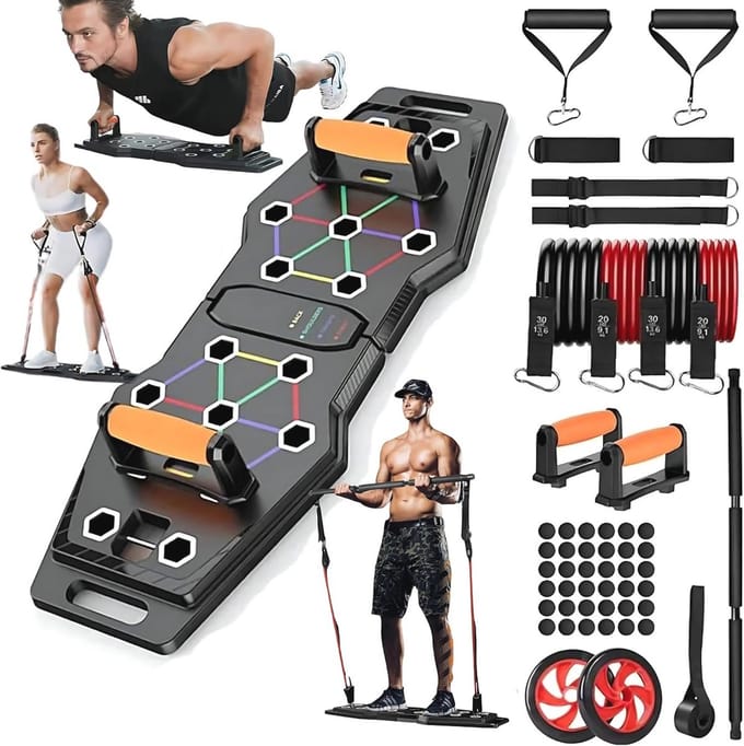Multifunctioneel Draagbaar Push-up Board voor Thuisgym: Kleurgecodeerde Posities en Accessoires voor Bovenlichaamskracht