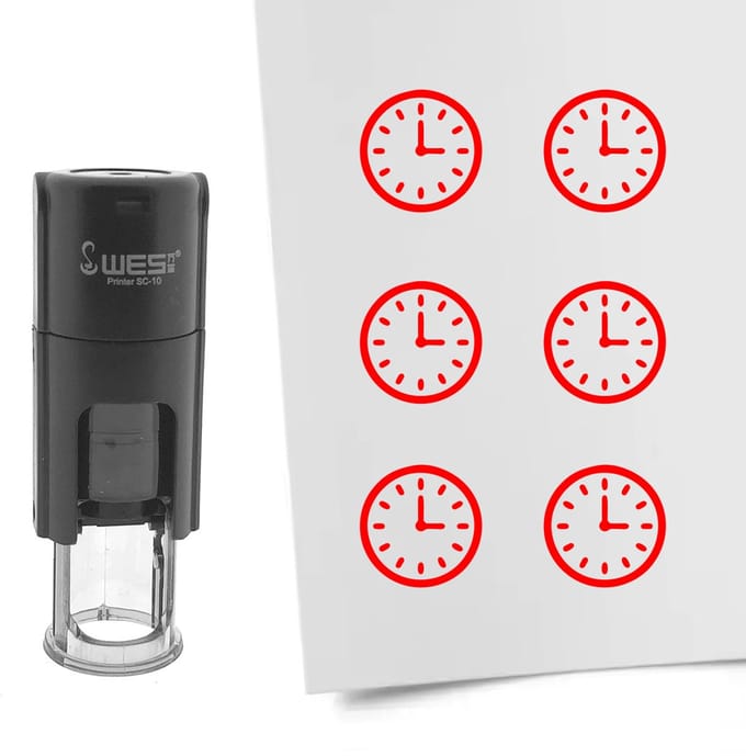 CombiCraft Stempel klok 10mm rond rode inkt - per 1 stuk