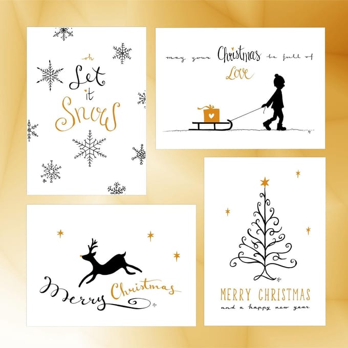 Set van 8 kerstkaarten met envelop - kerst - kaartenset - 8 stuks - kerstkaartenset