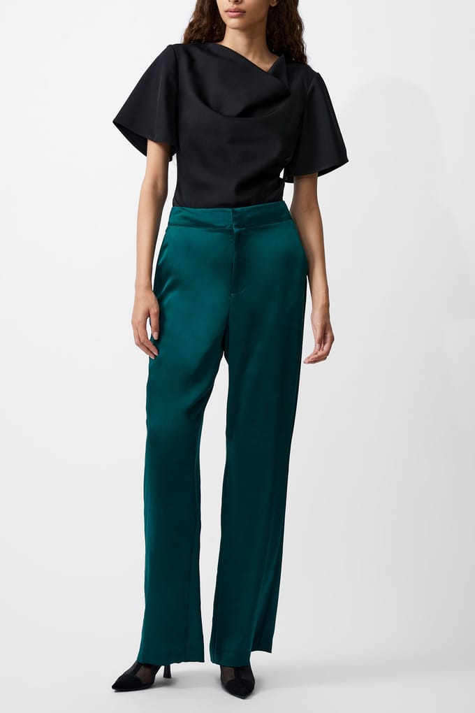 French Connection Carey Satin Trouser Forest Taglia: 6 | Pantaloni da completo Outlet | Donna