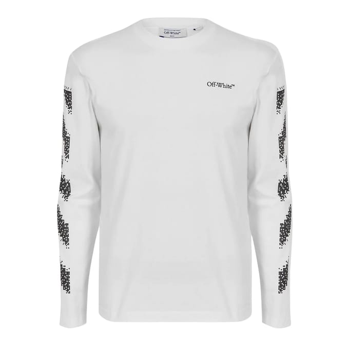 Off White Heren Crew Neck Regular T-shirt (Wit, Zwart)