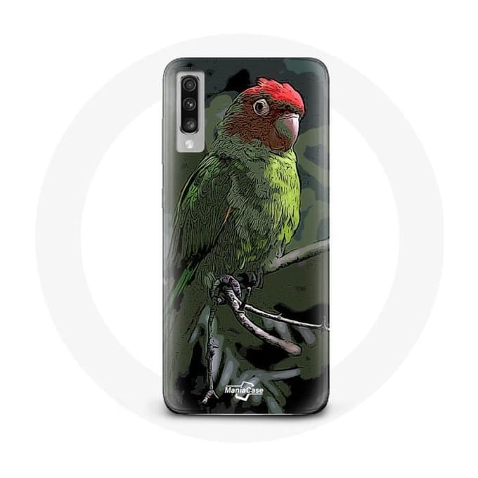 Hoesje voor Samsung Galaxy A70 Pionus Parrot Rood Groen