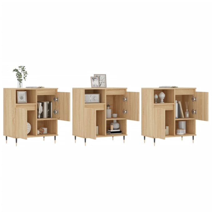 vidaXL - Dressoirs - 3 - st - bewerkt - hout - sonoma - eiken