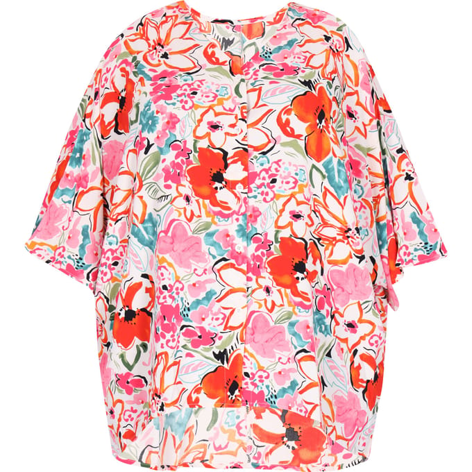 IZIA Grote maat blouse vrouwen roos