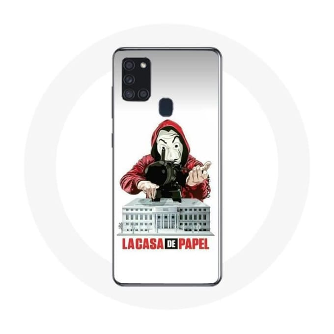Coque - La Casa de Papel - Galaxy A21S - Masque logo - Souple - Protection chocs blanc