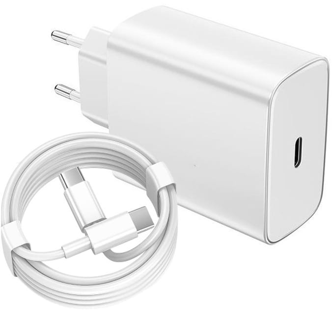 USB C Snellader 45W + USB-C Kabel 2M - Oplader - Fast Charger USB-C-Adapter - Wit