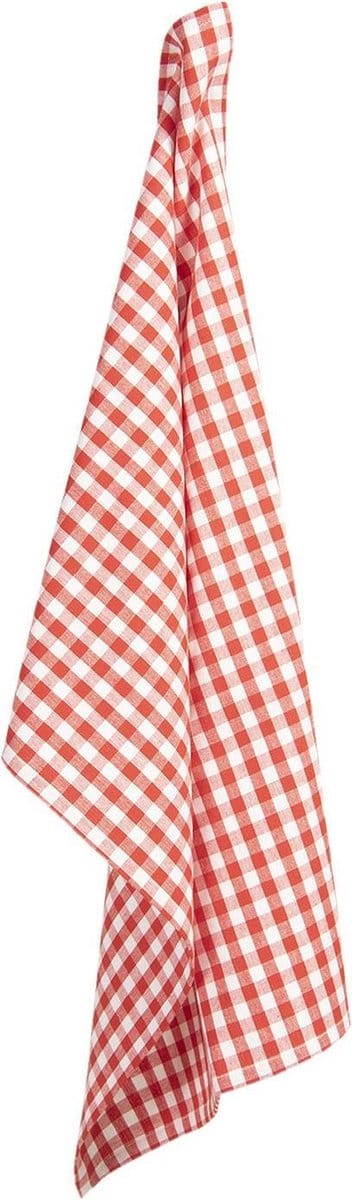 Clayre & Eef Theedoek 50x70 cm Rood Wit Katoen Ruit