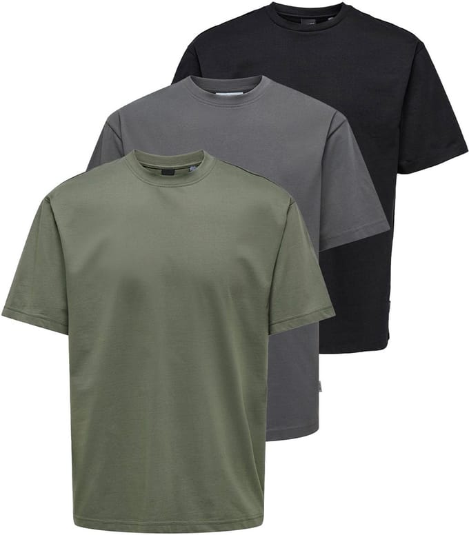 Only & Sons Heren t-shirt 3 pack Onsfred
