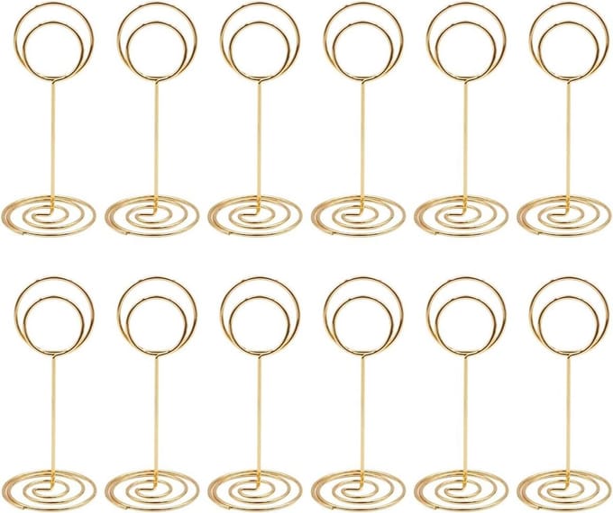 12pcs Mini Place Card Holders Table Number Holder Wedding - Gold