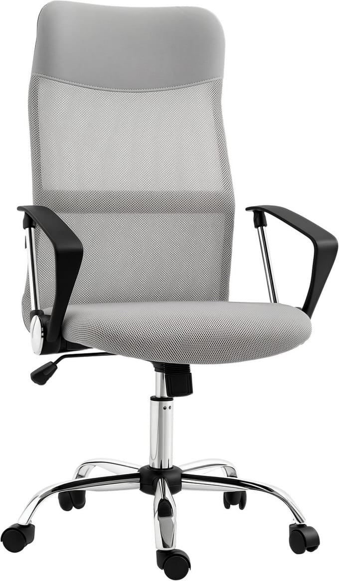 HOMCOM-bureaustoel - meshstof - 63x65x119cm - grijs