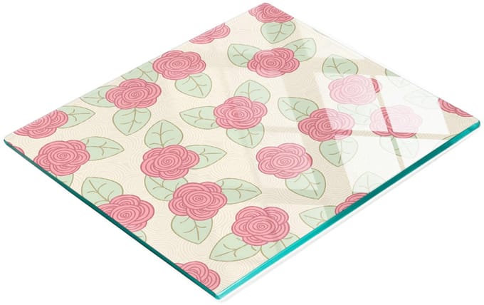 Decoratieve glazen serveerplank met rozenmotief, 60x52 cm