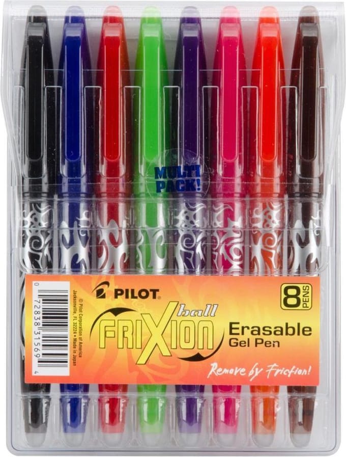 Pilot Frixion - Rollerball Pennenset 0.7mm - uitgumbaar - 8 stuks