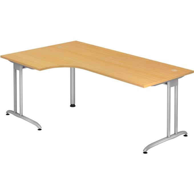 Hoekbureautafel 90° TARA, C-poot, rechthoek, B 2000 mm, beukenpatroon