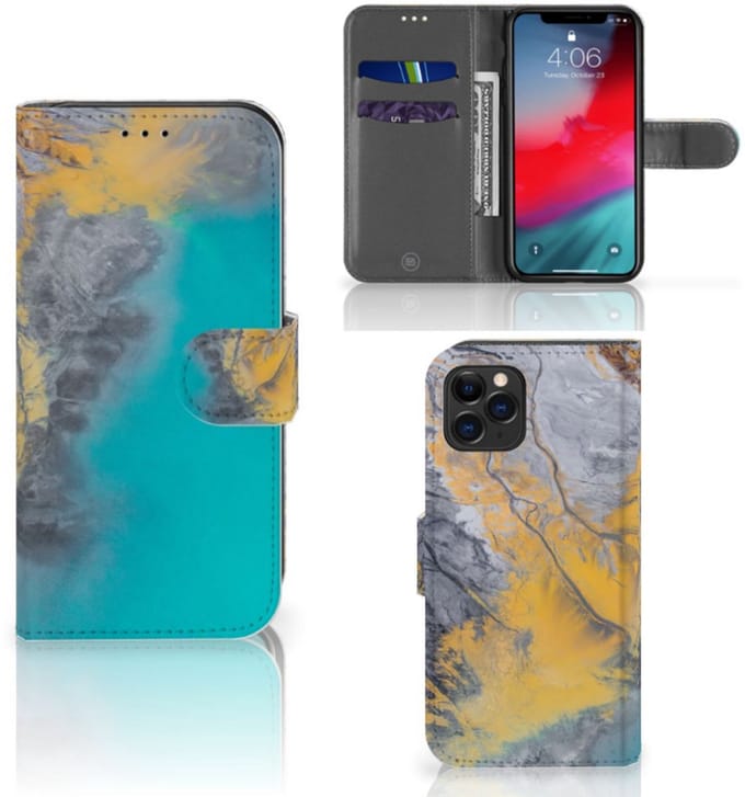 Apple iPhone 11 Pro Bookcase Marble Blue Gold