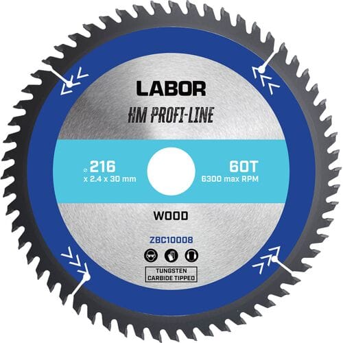 Labor HM cirkelzaagblad hout 216x30x2,4mm 60T