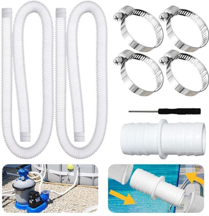 Dailygoody - Zwembadslang - 32 mm - 150 cm - Wit - Geschikt voor
