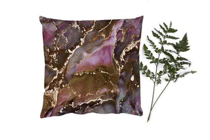 Sierkussens - Kussentjes Woonkamer - 60x60 cm - Marmer - Gold - Steen - Abstract