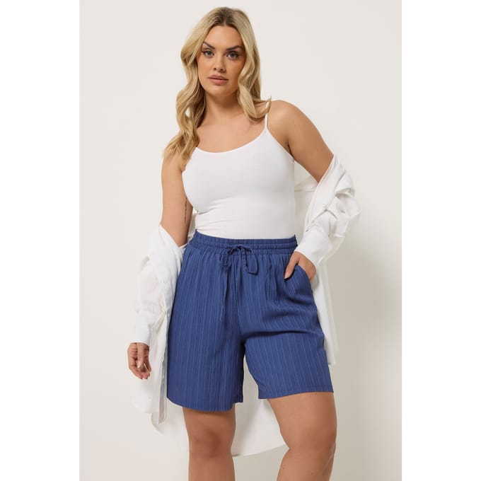 Yours Denim Blauwe Geweven Shorts Met Textuur Size 46