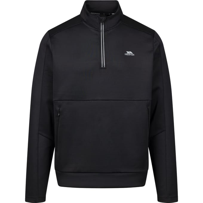 Trespass Heren Jay Quarter Zip Top met lange mouwen (Zwart)