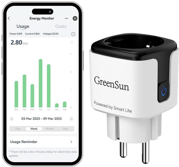 Slimme Wifi Stroommeter voor Stopcontact met App Bediening en Spraakbesturing