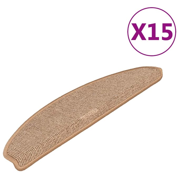 vidaXL - Trapmatten - 15 - st - 65x21x4 - cm - Lichtbruin - Halfrond - Groot