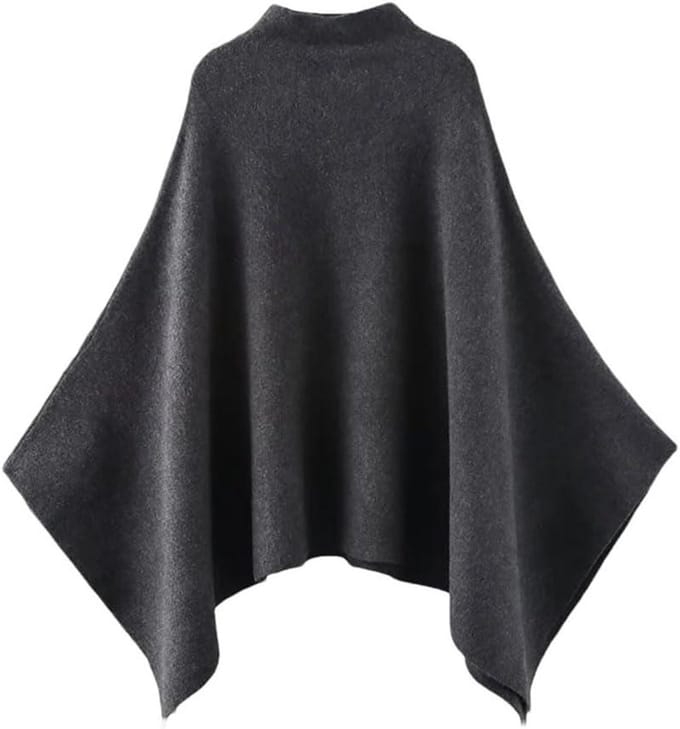 Gebreide Poncho - Omslagdoek Dames - Warmte en Stijl - Multifunctioneel Ontwerp - One Size - Zwart