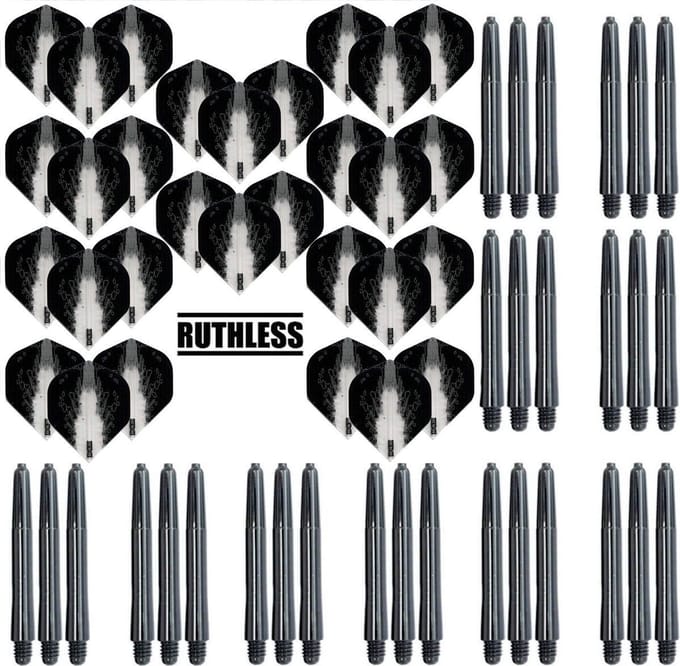 Darts Set - 10 Sets High Impact Flights – darts flights – Clear – plus 10 sets Dragon – darts shafts – medium