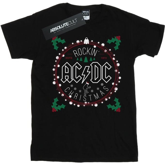 AC/DC Heren Kerstmis Cirkel T-Shirt (Zwart)