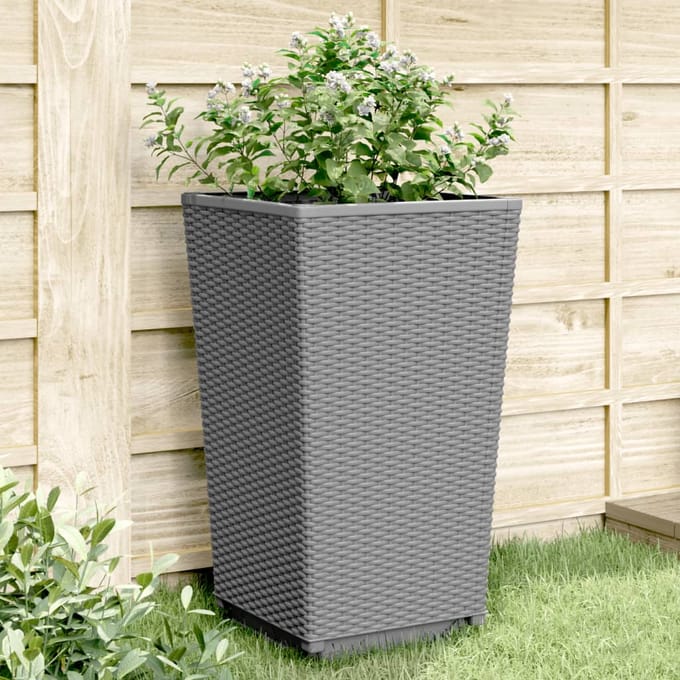 vidaXL - Plantenbakken - 4 - st - 32,5x32,5x57 - cm - polypropeen - lichtgrijs