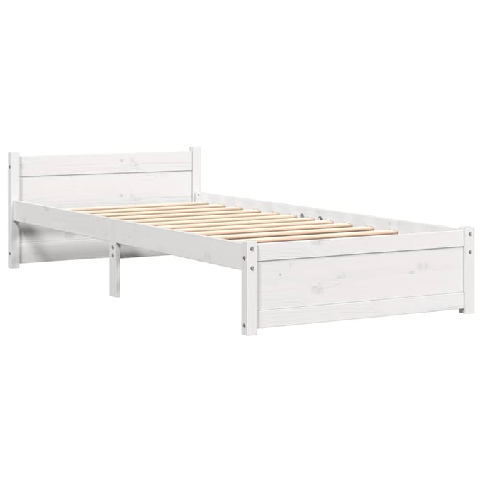 vidaXL - Bedframe - massief - hout - wit - 90x200 - cm