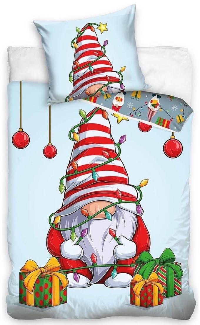 Kerst dekbedovertrek Santa 140 x 200 cm multi