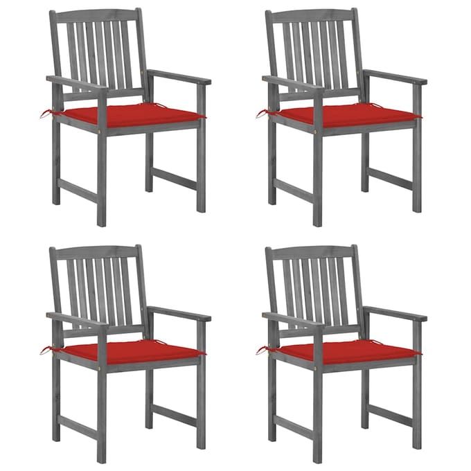 vidaXL - Tuinstoelen - 4 - st - met - kussens - massief - acaciahout - grijs