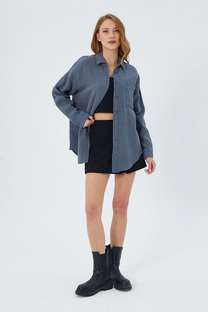 Oversized Shirt met Pocketdetail