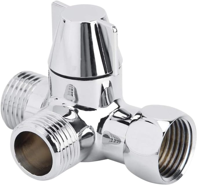 Drie-Weg Doucheverdeelstuk G1/2" van Messing, Universele Aansluiting voor Douche, Bidet en Kranen met Verstelbare Spraykop