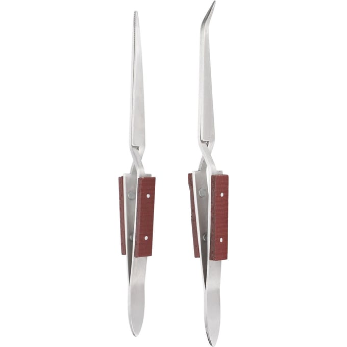 2 stuks Vergrendel Pincet Vast Juwelen Solderen Puntig Recht Gebogen Tip DIY Knutselgereedschap white