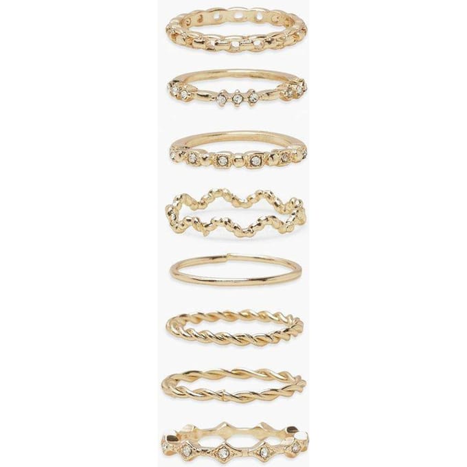 boohoo Dames Twist Wave Ring Pakket | Goud | Maat: Small