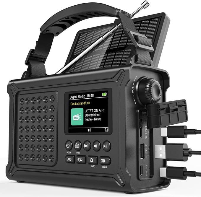 Noodradio Solar Opwindbaar - Noodpakket voor Thuis - Noodrantsoen - Trektocht