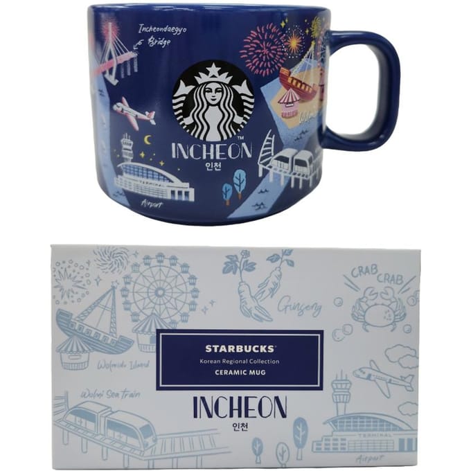 Tasse Mug Coréen Starbucks - Bonjour Séoul/ Jeju/ Gyeonggi/ Busan/ Hojakdo/ Busan/ Gyeongju/ Jeolla/ Gangwon/ Incheon Mug&Gobelet de Ville (12 options) Incheon