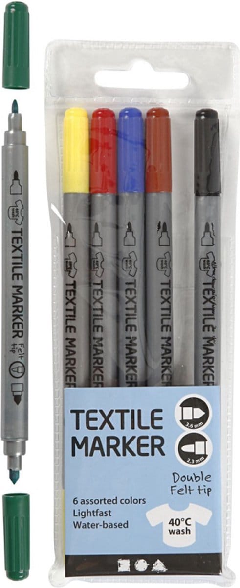 CC Textielstiften Primair 6 stuks