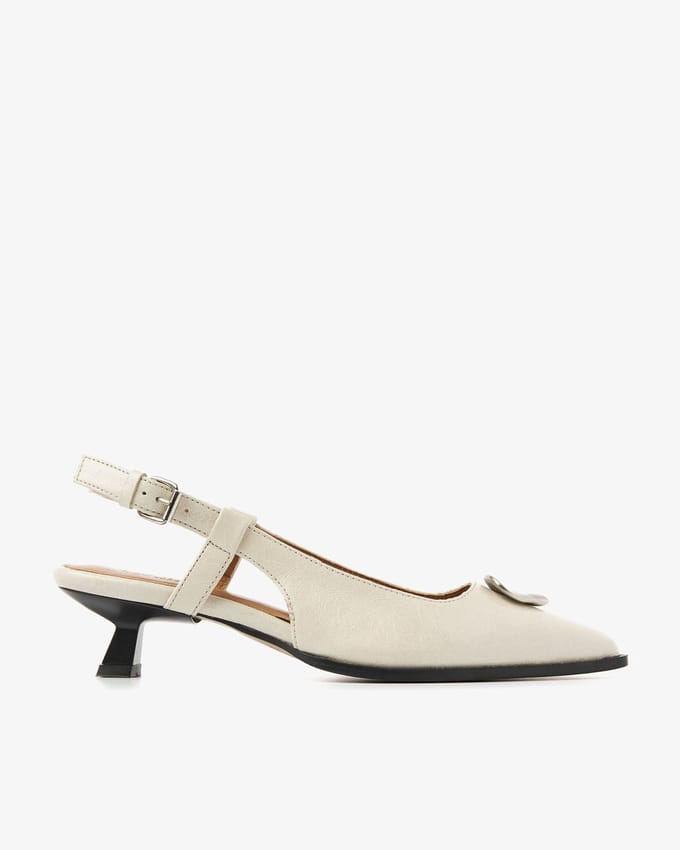 VIA VAI Lea Imani Slingbacks Dames - Leer - Beige - Maat 40
