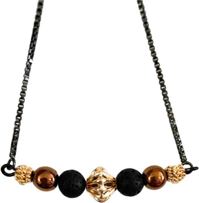 Ketting- Sita -zwart- lavasteen - Charme Bijoux