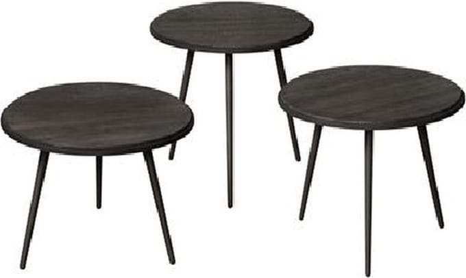 RENEW Turi table set (3) - 54x54/45/40/35 - recl. teak black