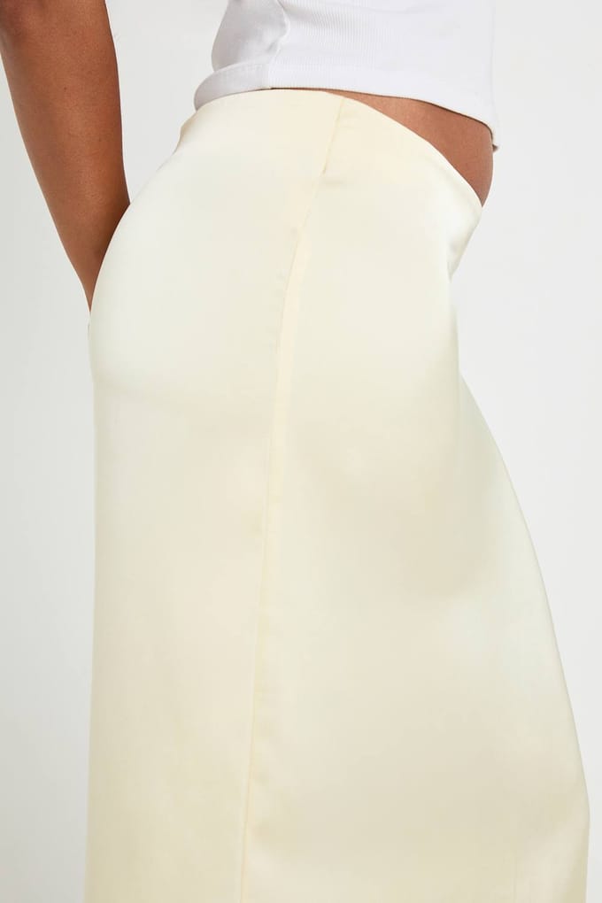 boohoo Dames Satijnen Zeemeermin Maxi Rok | Citroen | Maat: 38