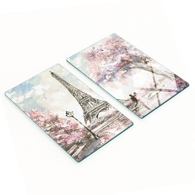 Keukenplanken van gehard glas met afbeelding van de Eiffeltoren in Parijs, 2x30x52 cm