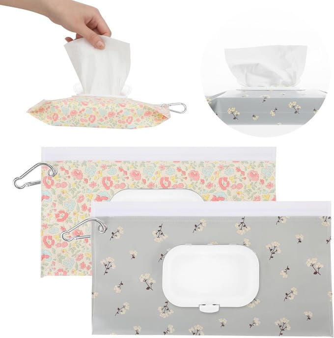 2-pack herbruikbare babydoekjeshouder - draagbare natte doekjes dispenser