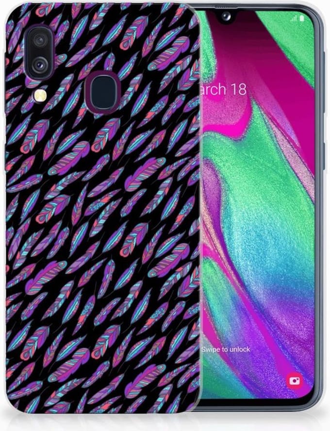 Samsung Galaxy A40 TPU bumper Feathers Color